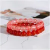 Beaded 2Pcs/Lot Handmade Charm Men Weaving Bracelet Ethnic 10Mm Red Stone Beads Bracelets For Women Yoga Friendship Drop Delivery Jew Dhken