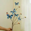 Kwiaty dekoracyjne 2pcs 5heads Symulacja motyl sztuczny jedwabny jedwabny fałszywy bukiet DIY Zachowany phalaenopsis kwiat dekoracja domu