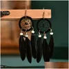 Dangle Chandelier Jewelry Women Faux Feather Earrings Bohemian Fringe Tassel Long Drop Set With Dream Catcher Design For Girls Deli Dh2Tk