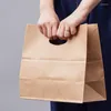 Present Wrap 20 PCS Kraft Paper Punch Bag 28CMX 15CMX28CM Die Cut Totes Food Service Väskor