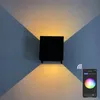 Duvar lambaları Açık Işık 9W 12W Yukarı ve aşağı 10cm Küp Kare LED Alüminyum Su geçirmez Ayarlanabilir Aydınlatma Sıcak Duvar Sconce App Renkli Partming Modern kapalı