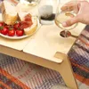 Camp Furniture Portable Wine Picnic Table Outgoing Wooden Snack & Cheese Tray For Indoor Outdoor Afternoon Tea-time Leisure Camping