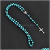 Pendant Necklaces Christian Imitated Pearl Beads Cross Necklace Catholic Rosary St Benedict Connectors Crucifix Men Male Religious D Dhmks