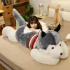 Plush Dolls 120cm Giant Dog Plush Toy Soft Stuffed Husky Long Pillow Cartoon Animal Doll Sleeping Pillow Cushion Home Decor Kids Gift 230525