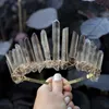 Andere mode -accessoires Goth Witch Crown Wicca Maleficent Halloween High Smoky Quartz Crown Tiara Priestess HJ28785 J230525