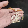 Men Women Hip Hop OTF Iced Out Necklaces with 4mm Zircon Tennis Chain HipHop Pendant Necklace Fashion Letter Charm Jewelry
