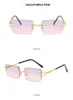 New gradient sunglasses superclear women's sunglass rimless square glasses personality fashion style beach travel sunglasses mix colors