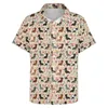 Men's Casual Shirts Dachshund Beach Shirt Floral Dog Print Hawaii Mens Trendy Blouses Short Sleeve Pattern Clothing Big Size