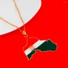 Pendentif Colliers Kurdistan Or Émail Collier Drapeau Région Carte Kurde Grande Chaîne Bijoux