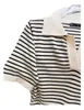 Dresses 2023 New Spring Summer Knit Striped Casual Polo Dress Woman Straight Short Sleeve Mini Dresses Female Tankido