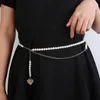 Luxe Nouvelles Femmes Taille Féminine Dames Corps Chaîne Ceinture Diamant Ceintures Ceinture Designer Chaînes Ceintures Perle Ceinture Robe En Forme De Coeur Ceinture