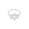 Cluster Rings Minimalist Matte Flower S925 Sterling Silver Ring Hollow Floral Fashion Open justerbar finger anillos kvinnor finjuvel