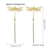 Orecchini penzolanti Lady Animal Alaced Metal per donne Dragonfly Dragonfly Long Drop Gioielli