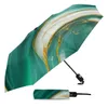 Parapluies Marbre Texture Vert Automatique Parasol Parapluie Pliant Hommes Femmes Imprimé Léger Vêtements De Pluie