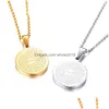 Pendant Necklaces Hand Coin Medal Bible Verse Prayer Men Women Necklace Stainless Steel Gold Sier Couple Jewelry Drop Delivery Pendan Dhryw