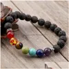 Bärad naturlig lava sten 7 chakra armband diffuser charm yoga armband sträcka per armband par gåva släppleverans smycken dhv1x