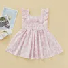 Rompers Baby Girl RomperGirl Dress Cartoon Rabbit Print Design Sleeveless Ruffle Hem Cute Jumpsuit Summer Outfit 230525