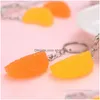 Nyckelringar Fashion Life Imitation Fruit Keychains Orange Ring Female Jewelry Cartoon Car Handväska Pendant Drop Delivery Dhij6