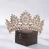 Andra modetillbehör Big Barock Crystal Tiaras Wedding Crown For Brides Women Hair Accessories Headpieces Princess Pageant Couronne Mariage for J230525