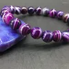 Strand Lucky Love Naturel Violet Agates Onyx Perle Bracelet Bouddha Yoga Perlé Pierre Stretch Pour Femmes Homme Ami Cadeau