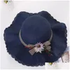 Sombreros de ala ancha Bucket Summer Parentchild Ladies Hat Flowers Gscm073 Outdoor Sunsn St con borde ondulado y Big Caps Drop Delivery Fas Dhsqy