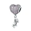 Fit Pandora Braccialetto di Fascino Amore Palloncino Simpatico Orso Gufo Cervo Doppio Cuore Cristallo Argento Europeo Perline Charms Perline Catena Serpente Fai Da Te Per Le Donne Braccialetto Collana Gioielli