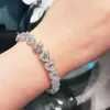 HEART 7MM Moissanite Diamond Bracelet 100 ٪ 925 Sterling Silver Party Bracelets Bangle for Women Bridal Charm Jewerly