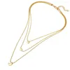 Kedjor Fashion Simple Multi-Layer Five Pointed Star Love Water Drop Pendant Retro Halsband Lärben Kedja smycken för kvinnor