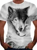 T-Shirt Masculina Camiseta T Graphic Animal Wolf Gola redonda Azul Cinza Branco Preto Impressão 3D Plus Size Rua Causal Manga Curta Estampa Vestuário Vestuário Ativo Anime
