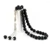 Strand Stone Tasbih e Agates Style Tassel Crystal Black Muslim Prays Beads 33 99 Misbaha Islam Rosary Islâmico presente