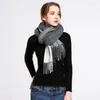Scarves 2023 Winter Tassel Shawl Women's Pure Wool Warm Scarf. European And American Classic Color Matching Plaid Scarf