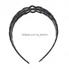 Hoofdbanden Hollow Hair Bands Plastic Zwart Kleur Hoofdband Bezel brede grootte Tulband Vrouwen Haarbanden Girls Accessoires Hoofdkleding Hoop Drop Dhawr