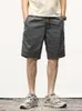 Pantalones cortos para hombre, ropa de trabajo lisa cepillada de algodón elástico informal de verano, bermudas holgadas rectas para hombre P230524