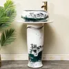 Rubinetti per lavabo da bagno Lavabo a colonna in ceramica artistica dipinta a mano Tipo di colonna per lavabo Lavabo interpiattaforma