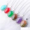 Pendant Necklaces Natural Stone Necklace Pendum With Chain For Girls Women Jewelry Gift Jades Agates Opal Beads Egg Shape Dangle Rei Dhels