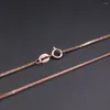 Chains Real 18K Rose Gold Chain For Women Female 1mmW Thin Wheat Necklace 18inchL Gift Stamp Au750