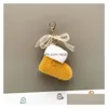 Keychains Lanyards Fluffy Keychain Christmas Boots Bowknot Key Ring Car Bag Accessories For Women Soft Pom Keyrings Gifts Drop Del Dhu3Y