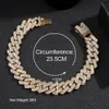 Chaîne 15mm Bling Hip Hop Cubain Lien Chaîne Bracelets pour Femmes Hommes Glacé Cristal Rappeur Main Chaîne De Luxe Bijoux 230524