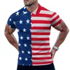 Herrpolos usa flagga tryck casual t-shirts stjärnor och ränder polo skjortor män y2k skjorta datum kort ärm designkläder stor storlek