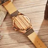 Wristwatches Black Dial Wood Men Wrist Watch Quartz Clock Creative Watches Man Genuine Leather Band Wristwatch Hour Male Gifts Box