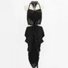 Stage Draag Latin Dance Costume Women/Girls Black Fringe Dress Sexy Backless Party Tassels Rok Chacha/Samba/Tap Competition