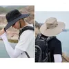 Boinas mooleey verão 12 cm Big Brim Men Hat Bucket Hat Color Color Pesca ao ar livre Mesh de cowboy Face pesco