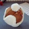 Велосипедные кепки дети Ushanka Hat за 6-24 месяцев на открытом воздухе шапочки зимние детские детские вязаные девочки русские густые теплые