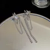 Brincos Dangle Kpop Cristal Star Chain Tassel para mulheres Y2K Rhinestone Brincho cruzado Piercing Geometric Stud