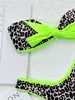 Opard Print 2PC 2023 da donna New Sexy Bikini con cinturino in contrasto verde neon a contrasto XMC560W P230525