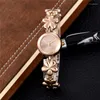 Armbandsur Felogio Feminino Rose Gold Watches Women Flower Design Women's Watch White Enamel Slim Band Quartz Big Dial Clock