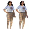 Women TrackSuits 2023 Summer New Fashion Casual Plaid Set Marka dwuczęściowa