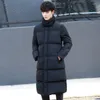 Hommes vers le bas hiver coréen Slim Fit hommes longs Parka manteaux grand garçon épaissir veste col montant coupe-vent chaud pardessus grande taille M-4XL