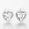 New Shiny Elevated Heart Brand Stud Earrings Fshion for doreilles 925 Sterling Silver Wedding Earring