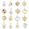 3pcs/lot heart lock真鍮キュービックジルコンチャームクロスクラウンサークルウィングペンダントブレスレットイヤリングネックレス